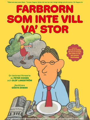 Animation med en farbror vid ett dukat bord.
