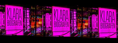 Neonskylt med texten bio