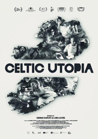 Karta över Irland fylld med porträtt av olika artister.