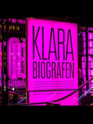 Neonskylt med texten bio