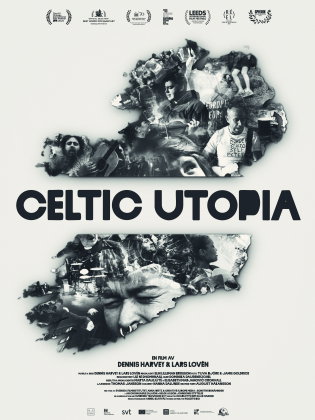 Karta över Irland fylld med porträtt av olika artister.
